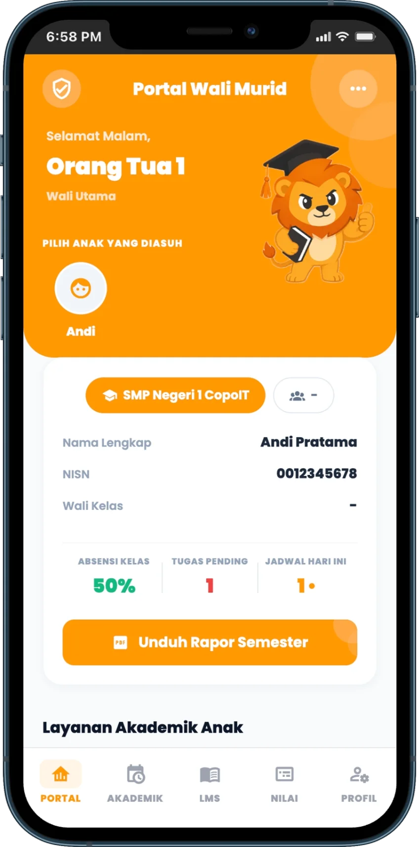 Dashboard Orang Tua Skulva
